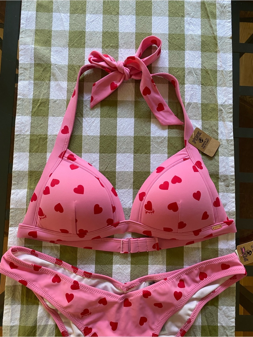PINK Victoria’s Secret Dreamy Pink Heart Itsy Bikini Set Small Medium - Picture 4 of 15